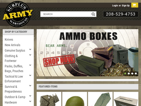 'armysurpluswarehouse.com' screenshot