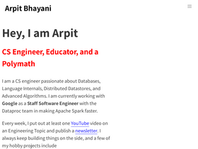 'arpitbhayani.me' screenshot