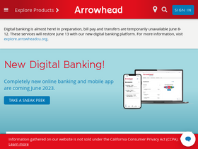 'arrowheadcu.org' screenshot
