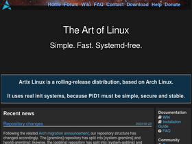 'artixlinux.org' screenshot