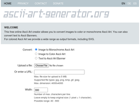 'ascii-art-generator.org' screenshot