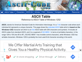 'ascii-code.com' screenshot
