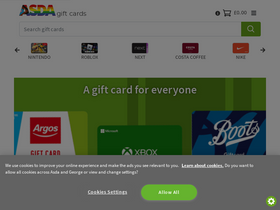 'asdagiftcards.com' screenshot