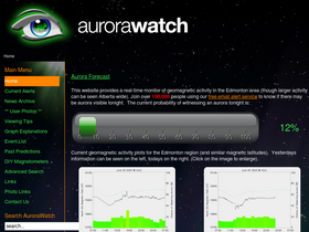 'aurorawatch.ca' screenshot