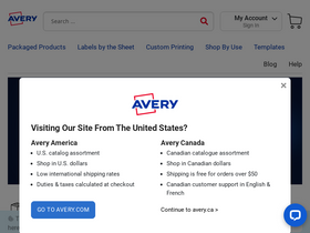 'avery.ca' screenshot