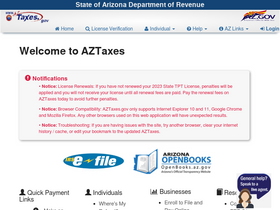 'aztaxes.gov' screenshot