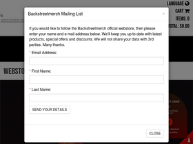 'backstreetmerch.com' screenshot