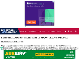 'baseball-almanac.com' screenshot