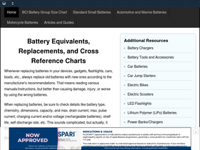 'batteryequivalents.com' screenshot