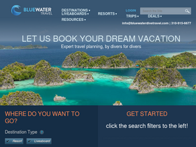 'bluewaterdivetravel.com' screenshot