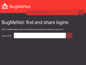 'bugmenot.com' screenshot