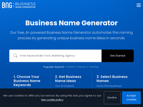 'businessnamegenerator.com' screenshot