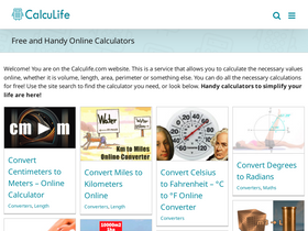 'calculife.com' screenshot
