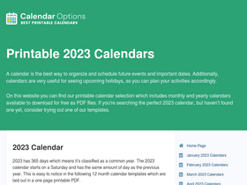 'calendaroptions.com' screenshot