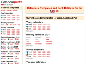 'calendarpedia.co.uk' screenshot