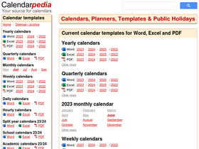 'calendarpedia.com' screenshot