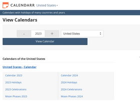 'calendarr.com' screenshot
