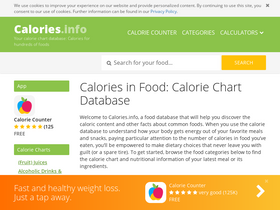 'calories.info' screenshot