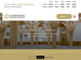 'cambridgecentralmosque.org' screenshot