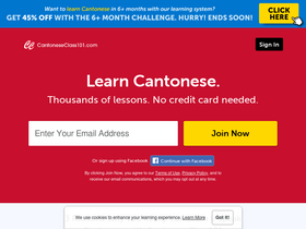'cantoneseclass101.com' screenshot