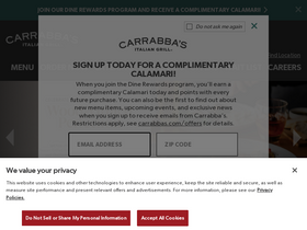 'carrabbas.com' screenshot