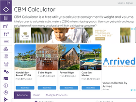 'cbmcalculator.com' screenshot