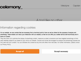 'celemony.com' screenshot