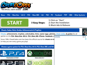 'cheatcodes.com' screenshot