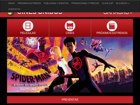 'cinesunidos.com' screenshot