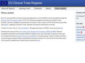 'clinicaltrialsregister.eu' screenshot