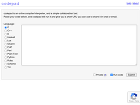 'codepad.org' screenshot