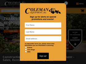 'colemanequip.com' screenshot
