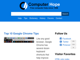 'computerhope.com' screenshot