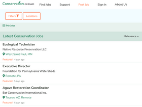 'conservationjobboard.com' screenshot
