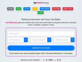 'coolnickname.com' screenshot