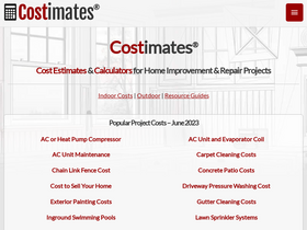 'costimates.com' screenshot