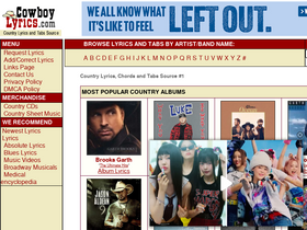 'cowboylyrics.com' screenshot