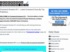'crosswordanswers911.net' screenshot