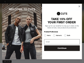 'cutsclothing.com' screenshot