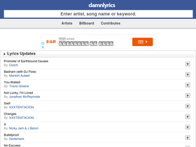 'damnlyrics.com' screenshot