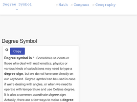 'degreesymbol.net' screenshot