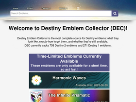'destinyemblemcollector.com' screenshot