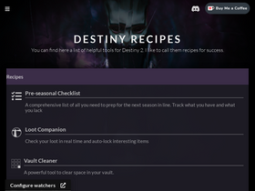 'destinyrecipes.com' screenshot