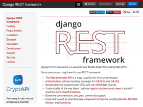 'django-rest-framework.org' screenshot