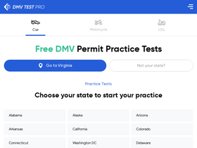'dmv-test-pro.com' screenshot