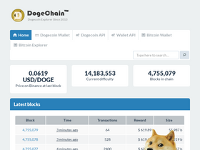 'dogechain.info' screenshot
