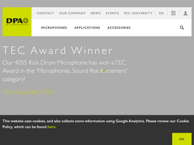 'dpamicrophones.com' screenshot