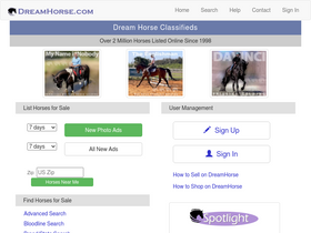 'dreamhorse.com' screenshot