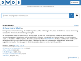 'dwds.de' screenshot