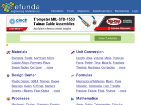'efunda.com' screenshot